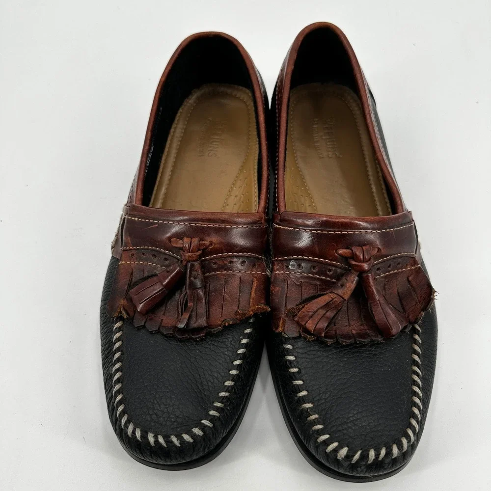 GH Bass Weejuns Mens Black Brown Leather Kiltie Tassel Loafers Moccasin Shoe 9.5